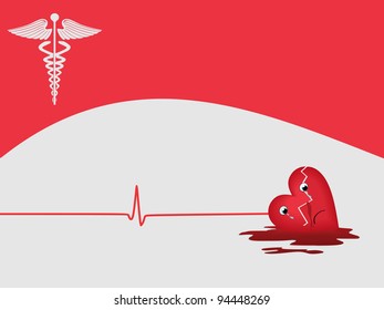 heart attack background with medical symbol on pink color background for medical purpose