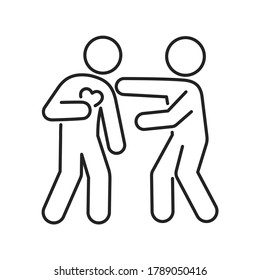 Heart attack black line icon. Health problem. Isolated vector element. Outline pictogram for web page, mobile app, promo.