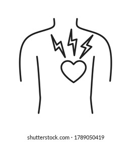 Heart attack black line icon. Health problem. Isolated vector element. Outline pictogram for web page, mobile app, promo.