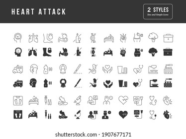 Heart Attack. Collection of perfectly simple monochrome icons for web design, app, and the most modern projects. Universal pack of classical signs for category Medicine.