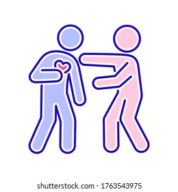 Heart attack color line icon. Health problem. Isolated vector element. Outline pictogram for web page, mobile app, promo.
