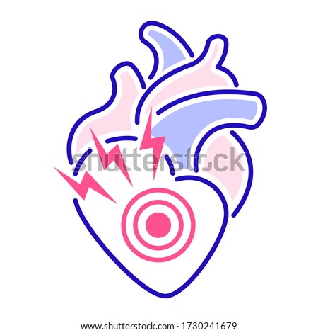 Heart attack color line icon. Disease of the human internal organ. Health problem. Sign for web page, mobile app, banner