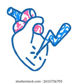 heart attack doodle icon sketch vector. heart attack sign. isolated symbol illustration