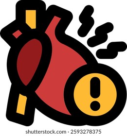 heart attack fill color style icon