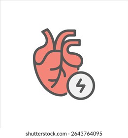 heart attack filled outline icon. heart disease color line illustration.