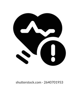 heart attack glyph icon. Strong and solid vector icon for websites, mobile interfaces, presentations, and visual branding. High quality and easy to edit.