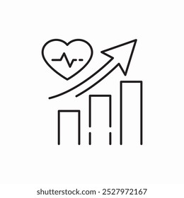 gráfico de ataque cardíaco vetor crescimento ícone sinal vetor