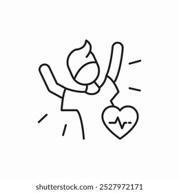 Ataque cardíaco con el Vector humano del signo del icono