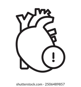 Heart attack icon Black line art vector logo