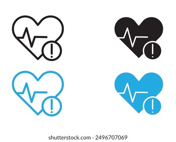 Heart attack icon black and white vector outline sign