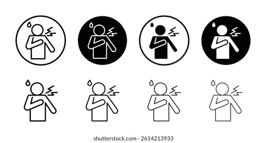 Heart attack icon Black and white outline vector