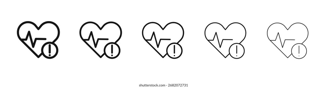 Icono de ataque cardíaco signo de Vector blanco y negro
