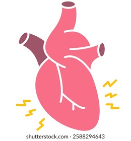 Heart Attack Icon, Chest Pain
