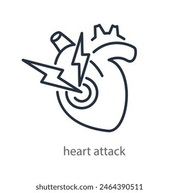 Herzinfarkt-Symbol. Behinderungskonzept. Vektorillustration auf weißem Hintergrund.