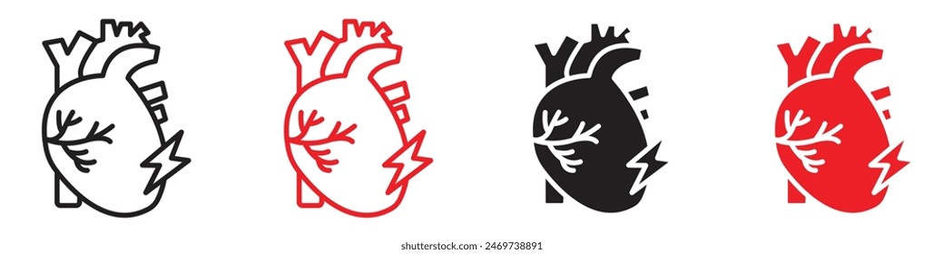 Heart attack icon line art vector