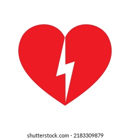 Icono de ataque al corazón. Dolor en el pecho y rotura de corazón, ilustración vectorial.