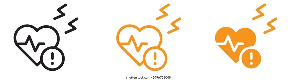 Conjunto de íconos de ataque cardíaco Ilustraciones de emergencia médica para la conciencia de salud