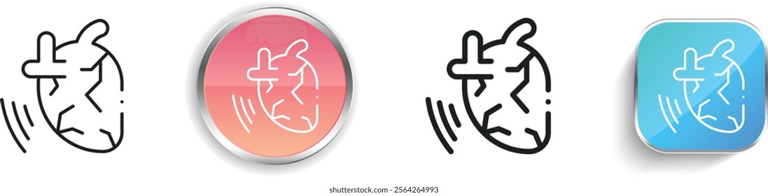 heart attack icon. Thin Linear, Regular and Button Style Design Isolated On White Background