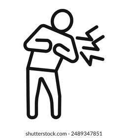 Heart attack icon Vector symbol or sign set collection in black and white outline