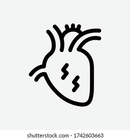 Heart Attack Line Icon On White Background
