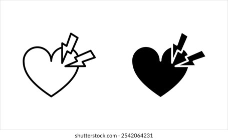 Conjunto de iconos lineales de ataque cardíaco. Infarto de miocardio. Enfermedad cardiovascular. Ilustración vectorial sobre fondo blanco