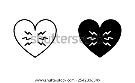 Heart attack linear icon set. Myocardial infarction. Cardiovascular disease. vector illustration on white background
