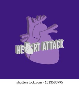 HEART ATTACK  logo icon design, medical vector illustration