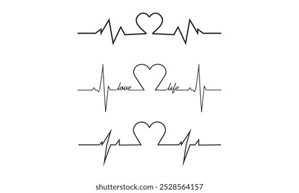 Ataque cardíaco amor forma linha arte no fundo branco