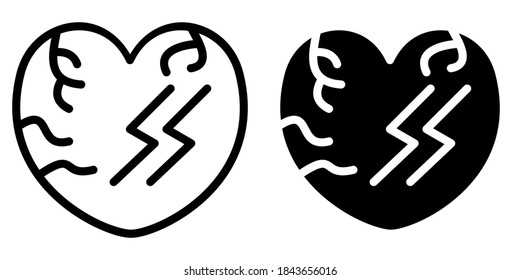 Heart attack Outline and Glyph Icon