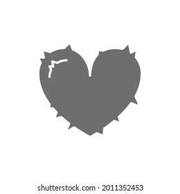 Heart attack, pain in heart grey icon.