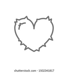 Heart attack, pain in heart line icon.