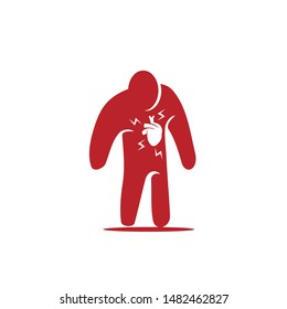 Heart attack risk vector logo icon design Illustration 