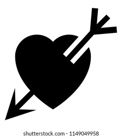
Heart attacked with cupid arrow, cupid heart icon 
