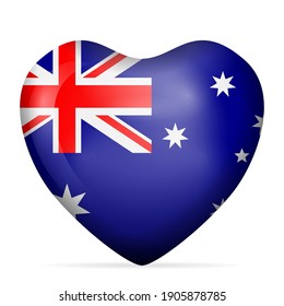 Heart Australia Flag On A White Background. Vector Illustration.