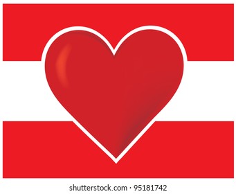 Heart Austria Flag An image of the Austrian flag with a big red heart at the center.