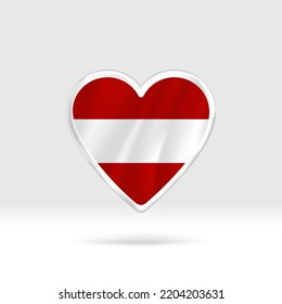 Heart from Austria flag. Silver button star and flag template. Easy editing and vector in groups. National flag vector illustration on white background.