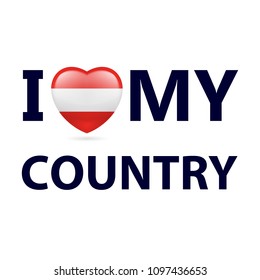 Heart with Austrian flag colors. I Love My Country - Austria
