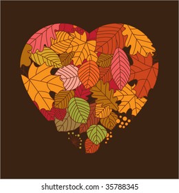 heart with autumnal leaves