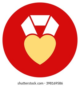 Heart Award vector icon. Image style is a flat light icon symbol on a round red button