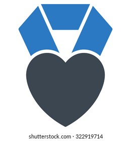 Heart Award vector icon. Style is bicolor flat symbol, smooth blue colors, rounded angles, white background.