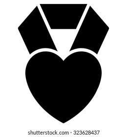 Heart Award vector icon. Style is flat symbol, black color, rounded angles, white background.
