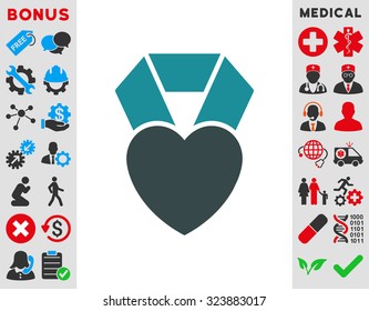Heart Award vector icon. Style is bicolor flat symbol, soft blue colors, rounded angles, white background.