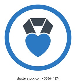 Heart Award vector icon. Style is bicolor flat rounded symbol, smooth blue colors, rounded angles, white background.