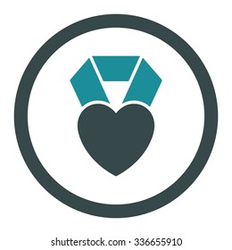 Heart Award vector icon. Style is bicolor flat rounded symbol, soft blue colors, rounded angles, white background.
