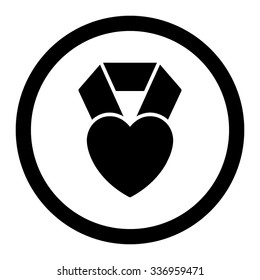 Heart Award vector icon. Style is flat rounded symbol, black color, rounded angles, white background.