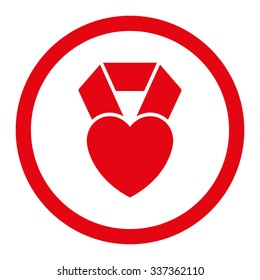 Heart Award vector icon. Style is flat rounded symbol, red color, rounded angles, white background.