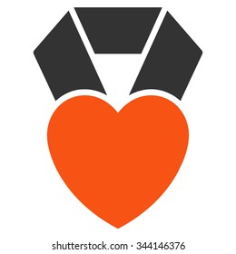 Heart Award vector icon. Style is bicolor flat symbol, orange and gray colors, rounded angles, white background.