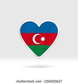 Corazón de la bandera de Azerbaiyán. Estrella de botón plateado y plantilla de bandera. Fácil edición y vector en grupos. Ilustración vectorial de bandera nacional sobre fondo blanco.