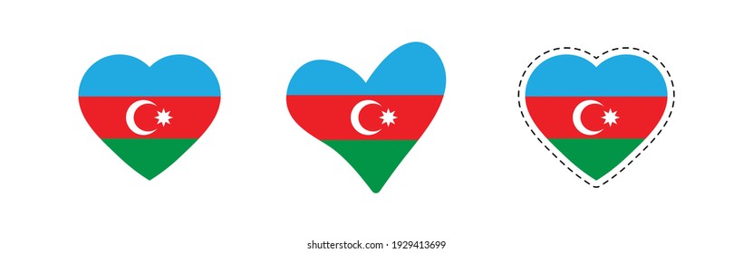 heart Azerbaijan  flag. Simple vector Azerbaijan flag