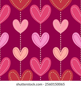 Heart of baby mobile for Valentine Day Seamless Pattern. Vector.